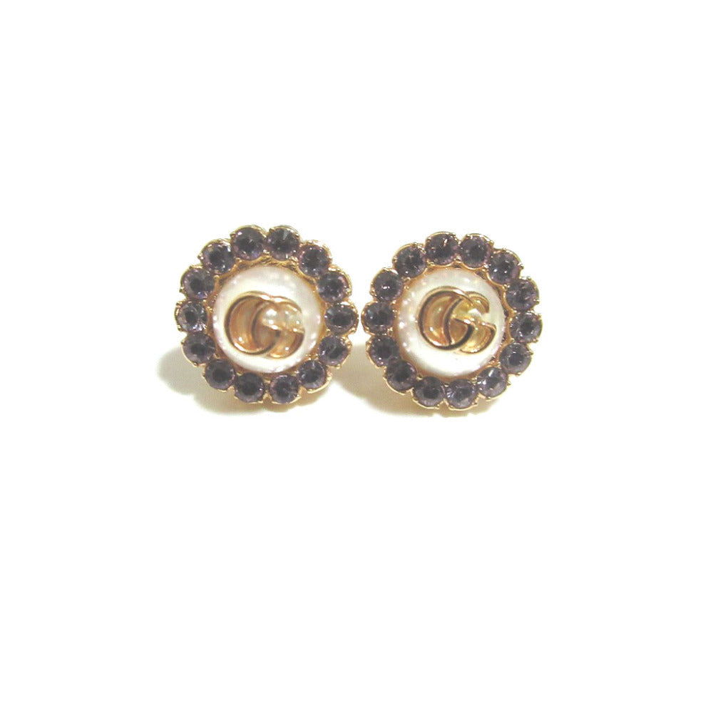 GUCCI Pierce Metal, Faux Pearl Pink gold GG Marmont
