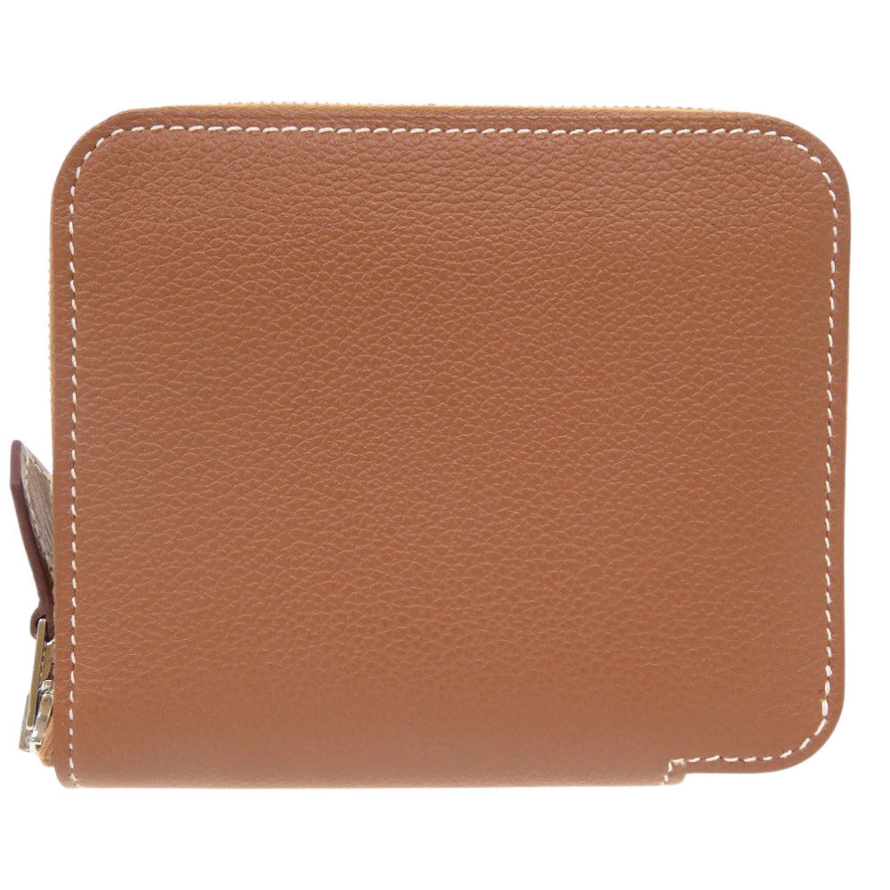 HERMES Coin case Evercolor gold Azap silk in compact