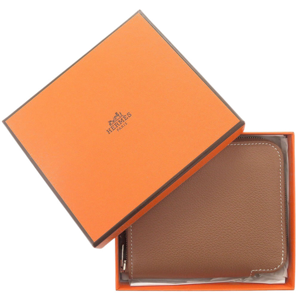 HERMES Coin case Evercolor gold Azap silk in compact