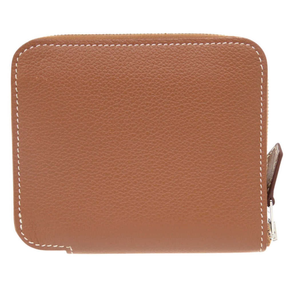 HERMES Coin case Evercolor gold Azap silk in compact
