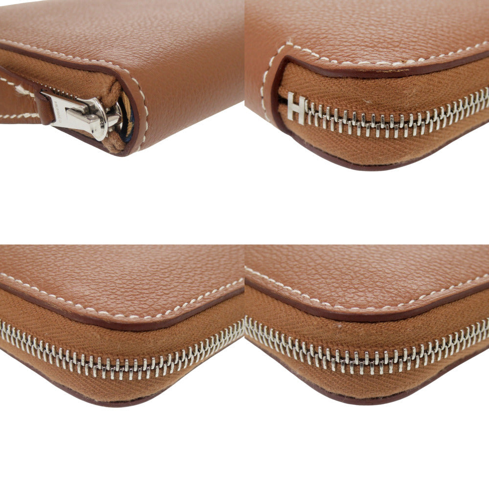 HERMES Coin case Evercolor gold Azap silk in compact