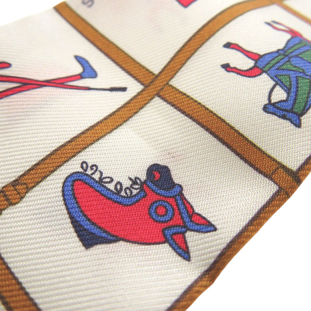 HERMES scarf silk cream Twilly Couvertures et Tenues horse wear Women Used