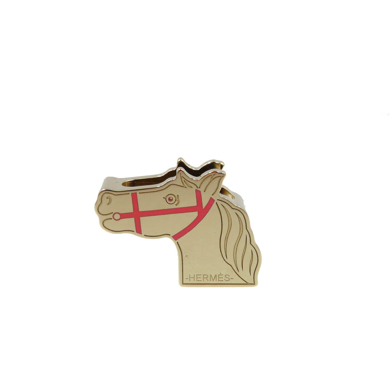 HERMES Scarf ring metal gold Quadrige Twilly Ring