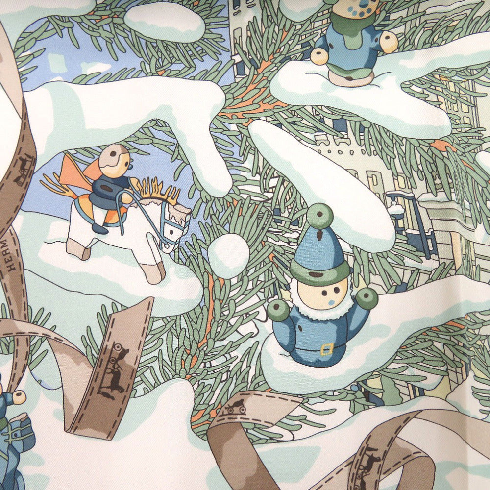 HERMES scarf silk Light blue Carre45 Petit Carre Noel at 24 Faubourg Christmas at 24 Faubourg Gavroche Women Used