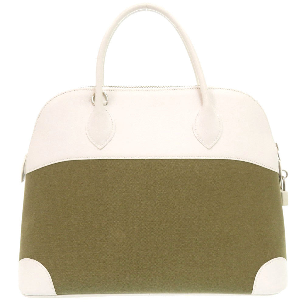 HERMES Handbag Toile Gibessière, Vaux Swift khaki Bored 37