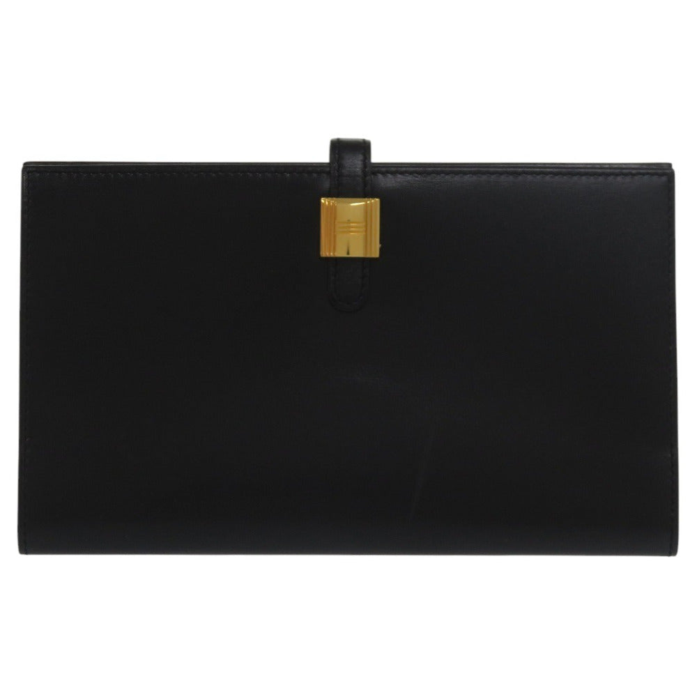HERMES Bifold Wallet Box scarf black Saumur Diane