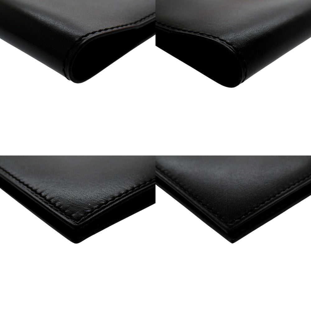 HERMES Bifold Wallet Box scarf black Saumur Diane