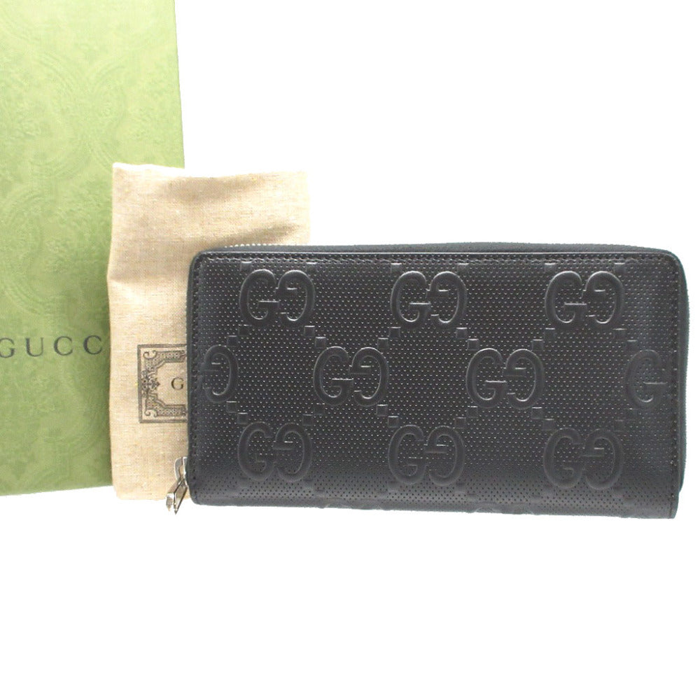 GUCCI Long Wallet Purse 625558 GG canvas black Double G