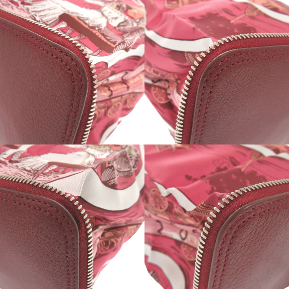 HERMES Tote Bag Buffl Rouge ash Silky Pop JEU DES OMNIBUS ET DAMES BLANCHES Omnibus Game and White Lady