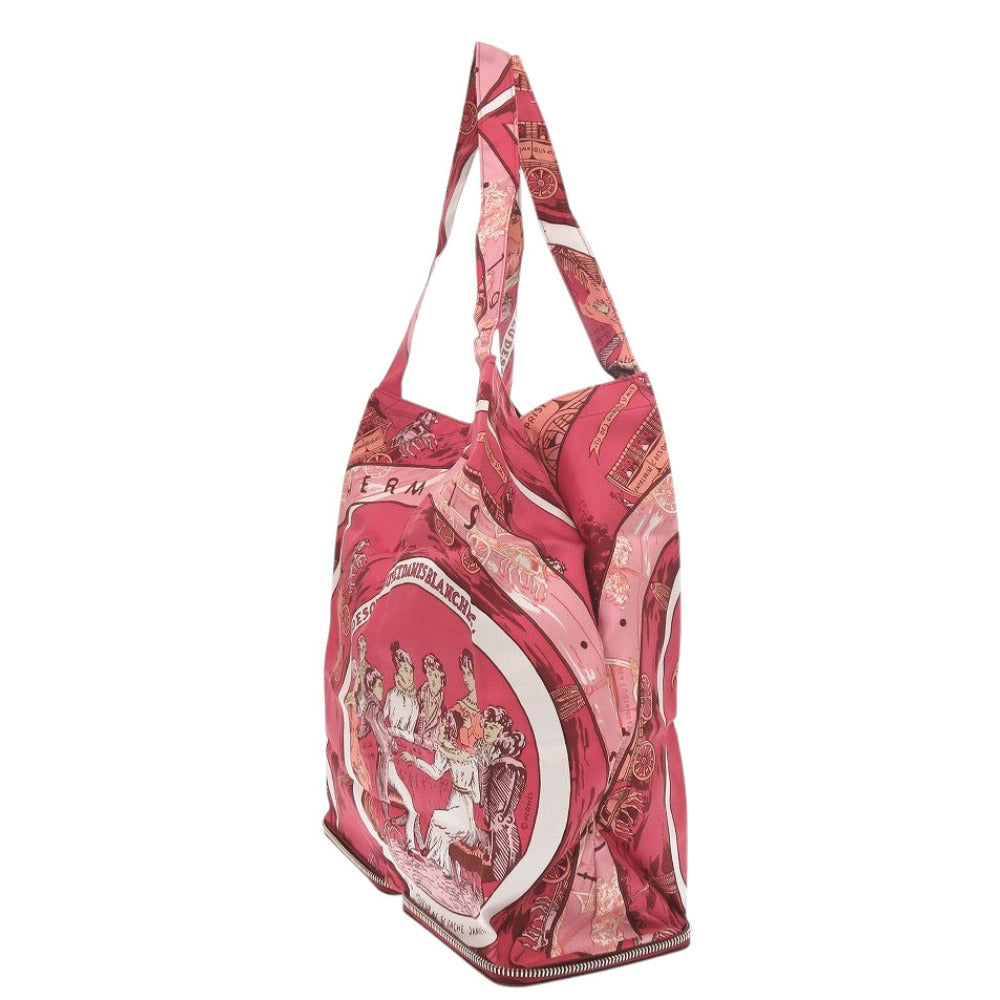 HERMES Tote Bag Buffl Rouge ash Silky Pop JEU DES OMNIBUS ET DAMES BLANCHES Omnibus Game and White Lady