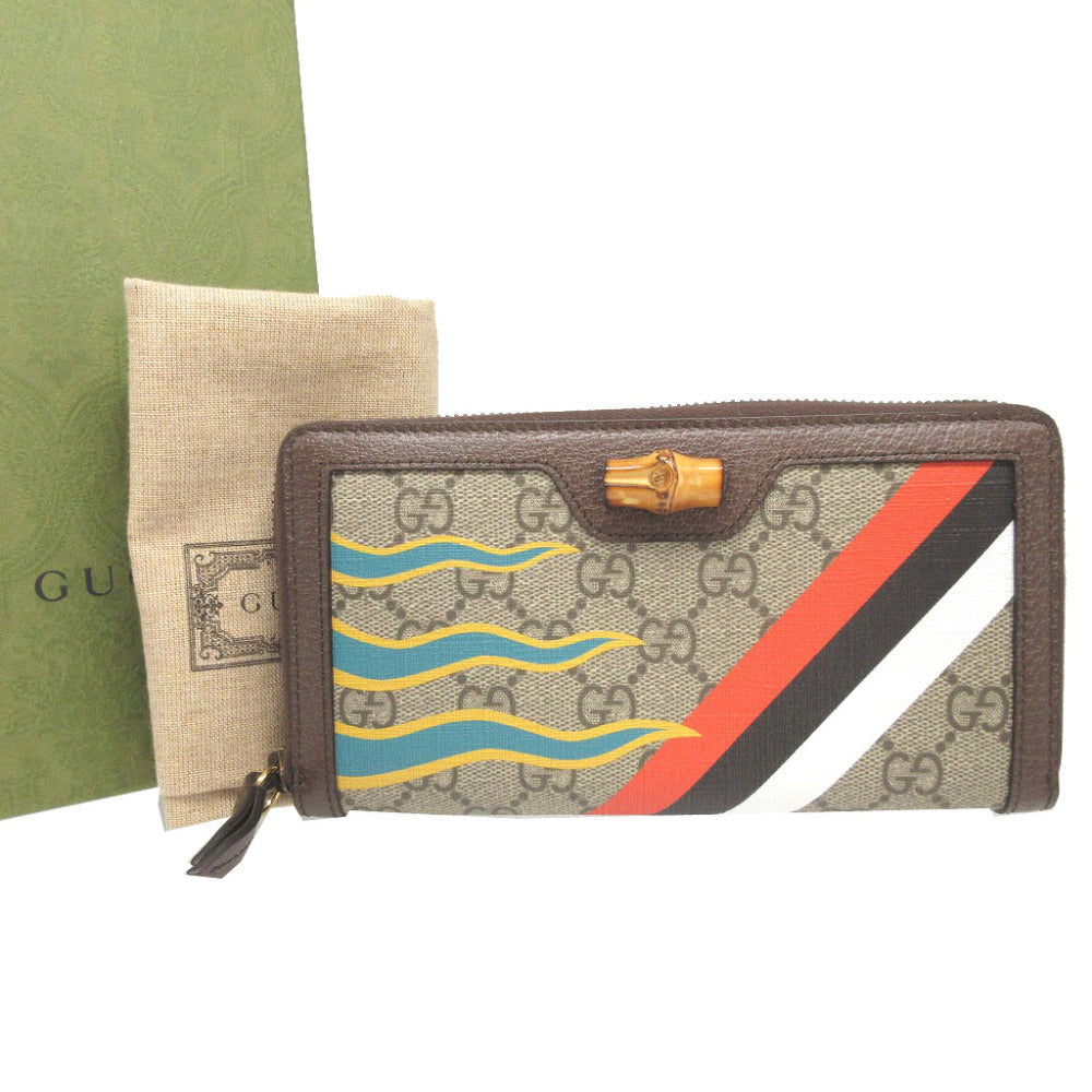 GUCCI Long Wallet Purse 658634 GG Supreme, Leather beige Diana