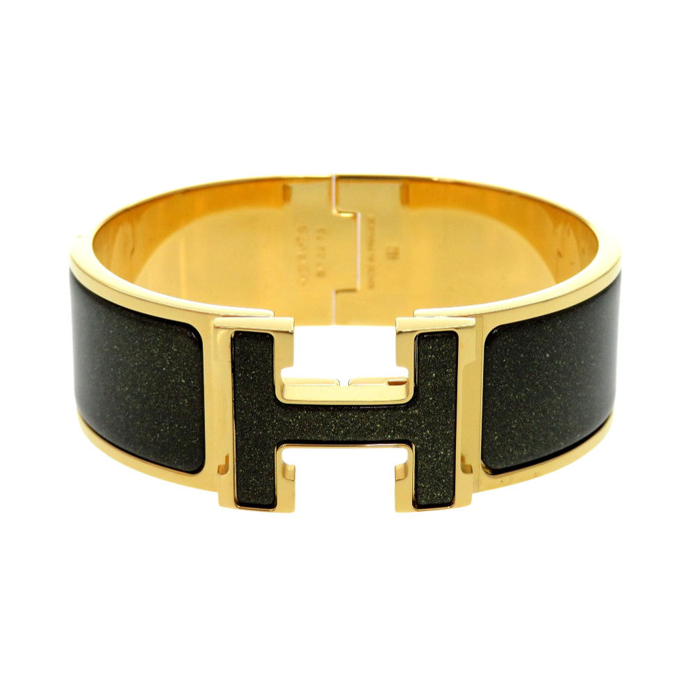 HERMES Bangle metal Noir de Re Click Crack H Glitter Women Used