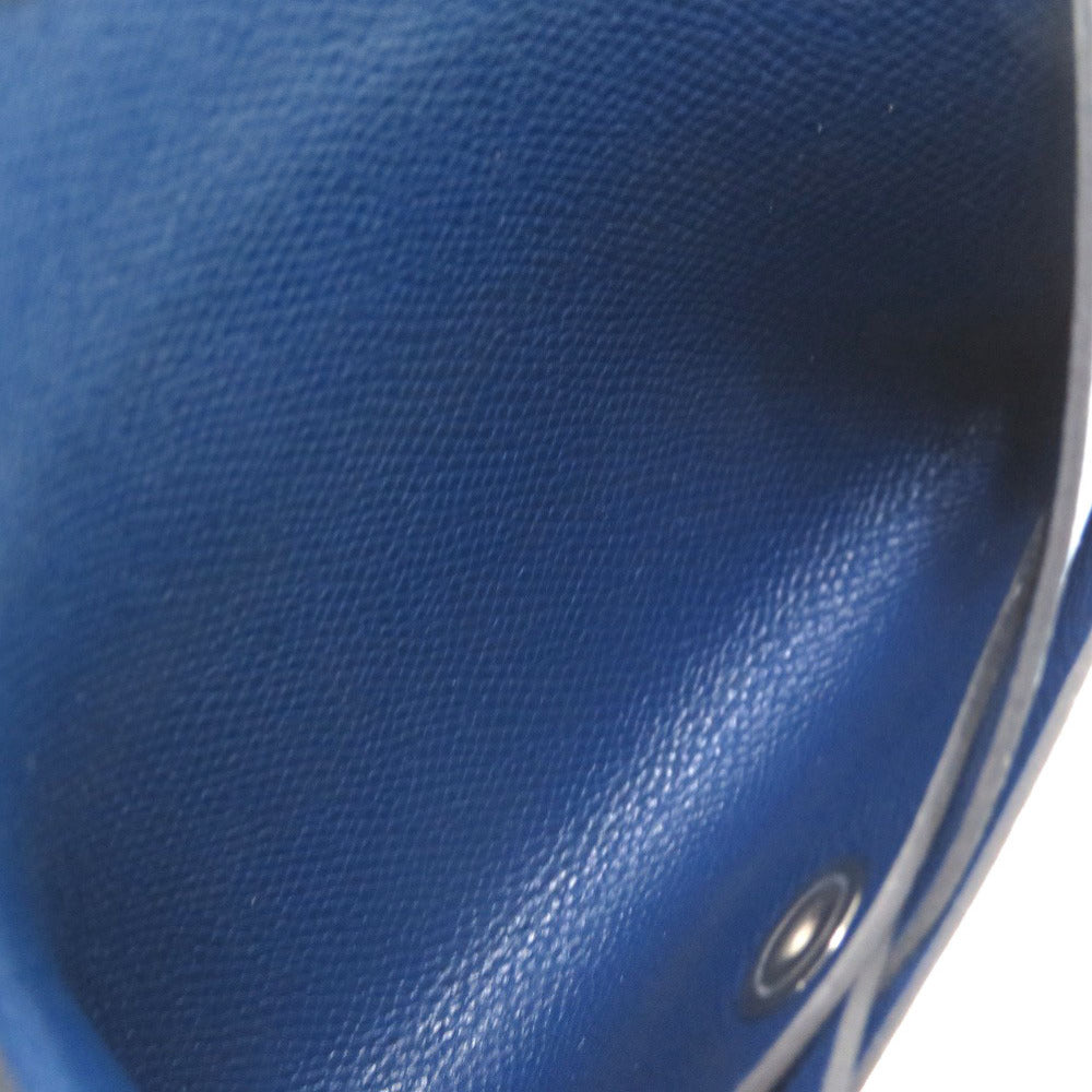 HERMES Coin case leather deep blue Calvi duo