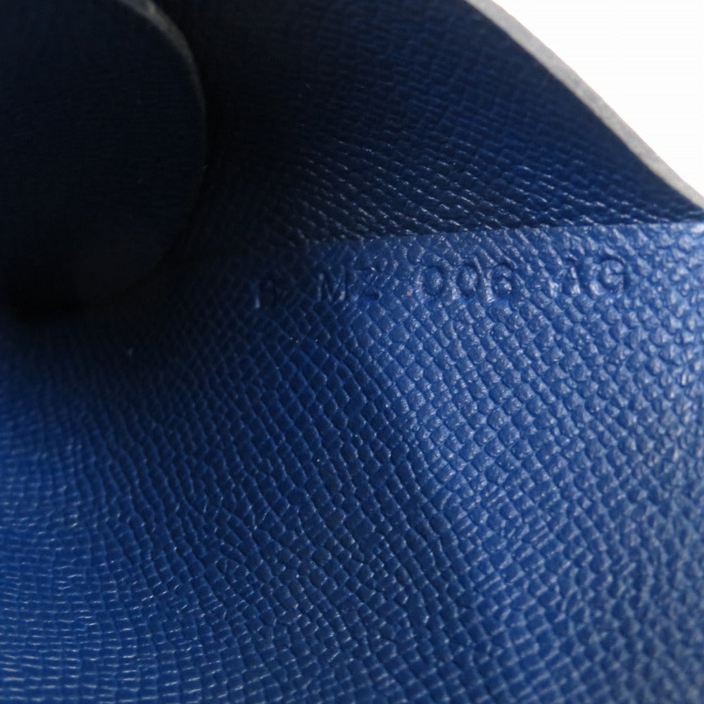 HERMES Coin case leather deep blue Calvi duo