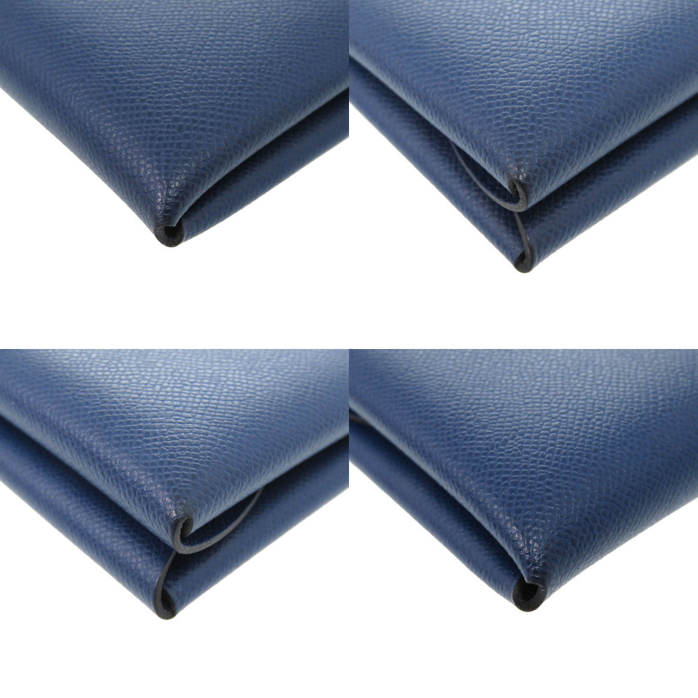 HERMES Coin case leather deep blue Calvi duo