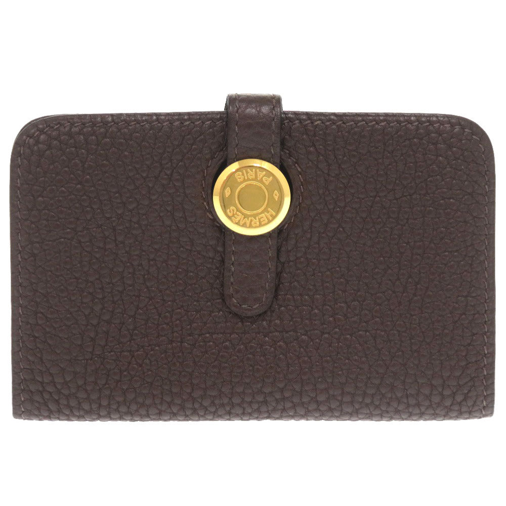 HERMES Card Case Taurillon Clemence Chocolat Dogon