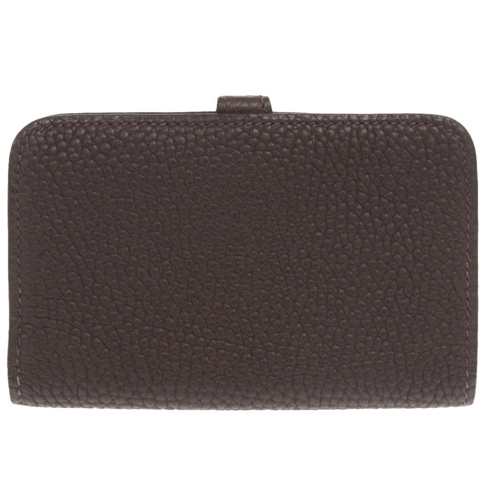 HERMES Card Case Taurillon Clemence Chocolat Dogon
