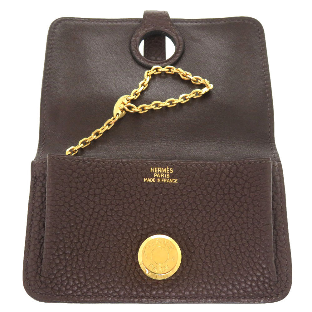 HERMES Card Case Taurillon Clemence Chocolat Dogon