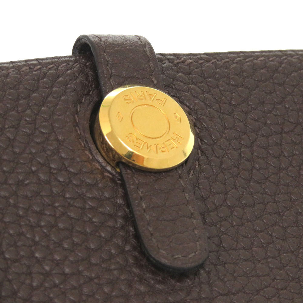 HERMES Card Case Taurillon Clemence Chocolat Dogon