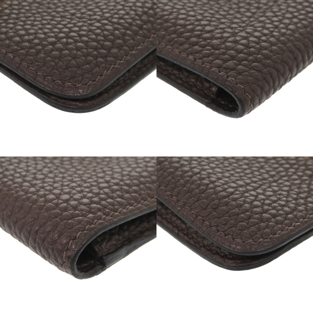HERMES Card Case Taurillon Clemence Chocolat Dogon