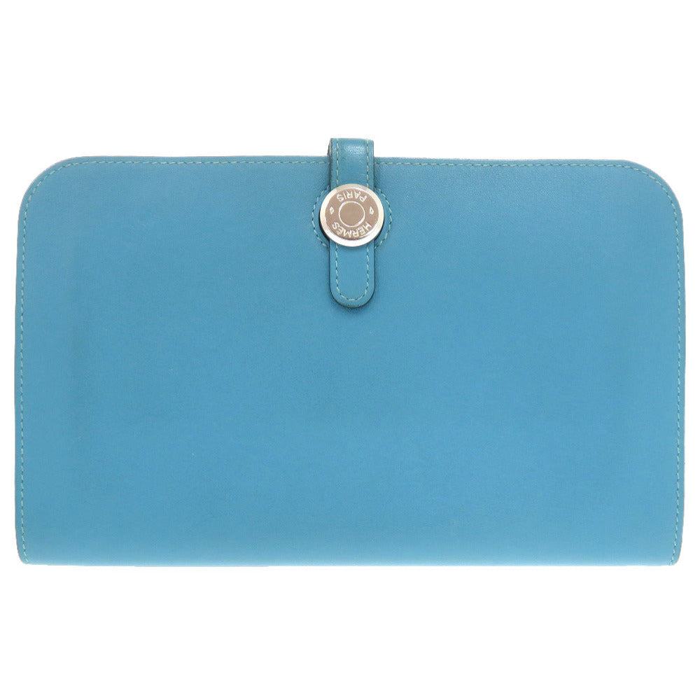 HERMES Long Wallet Purse Vaux Swift Blue gene Dogon GM