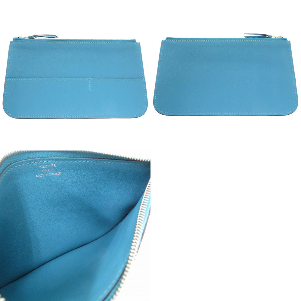 HERMES Long Wallet Purse Vaux Swift Blue gene Dogon GM