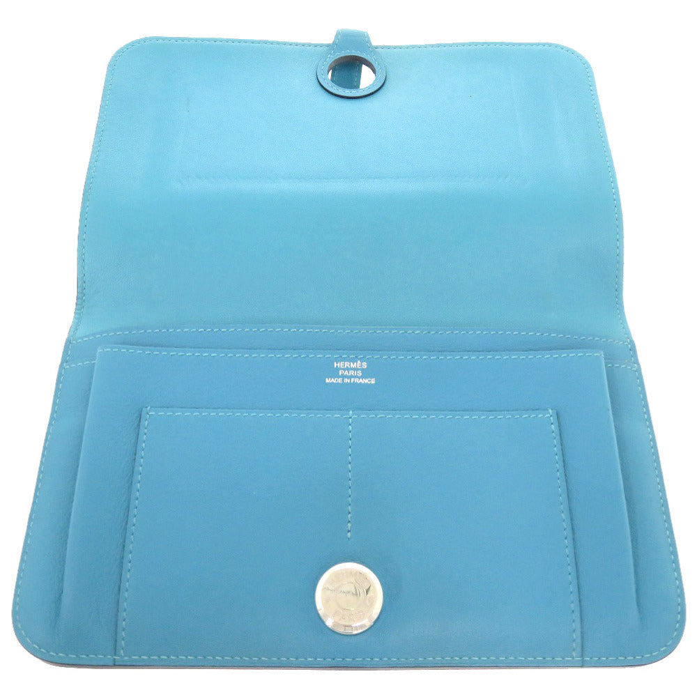 HERMES Long Wallet Purse Vaux Swift Blue gene Dogon GM