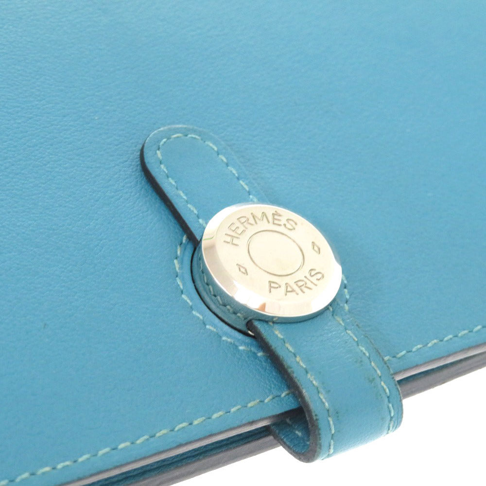HERMES Long Wallet Purse Vaux Swift Blue gene Dogon GM