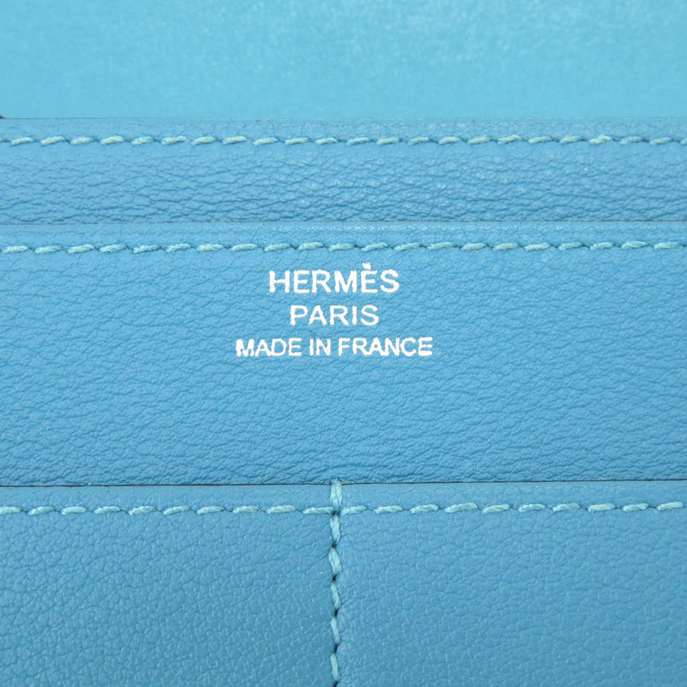 HERMES Long Wallet Purse Vaux Swift Blue gene Dogon GM