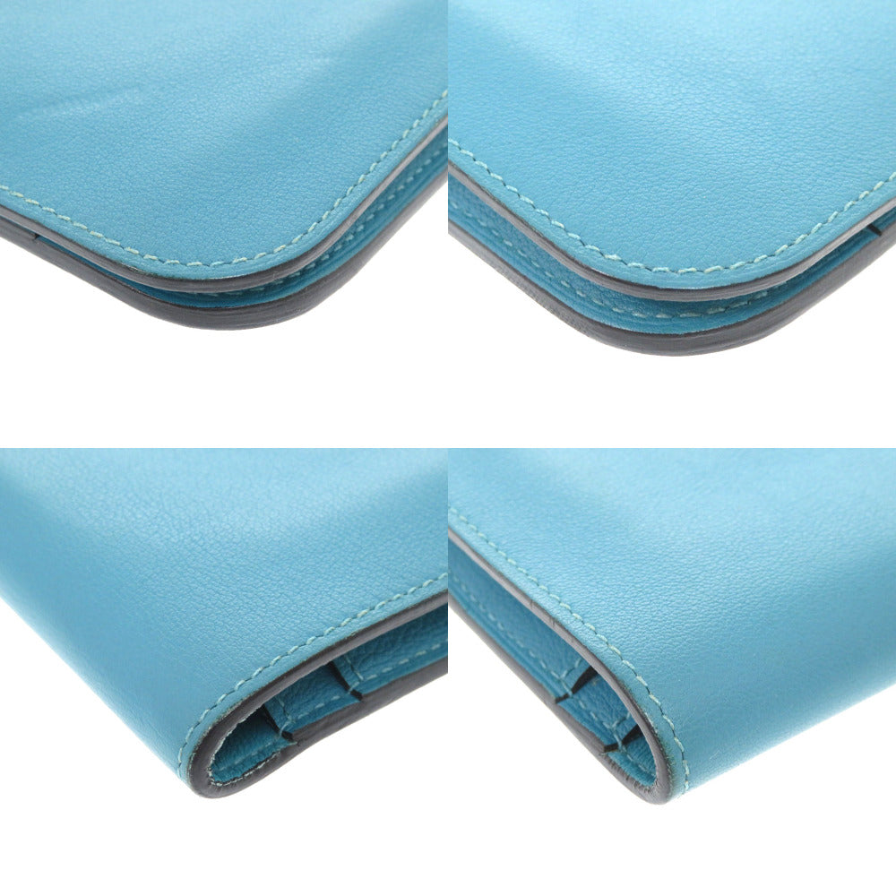 HERMES Long Wallet Purse Vaux Swift Blue gene Dogon GM