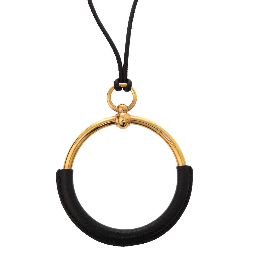 HERMES Necklace Vaux Swift black Loop Gran Pendant Della Cavalleria
