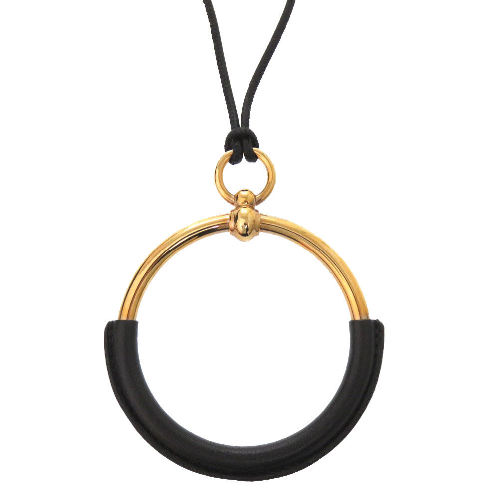 HERMES Necklace Vaux Swift black Loop Gran Pendant Della Cavalleria
