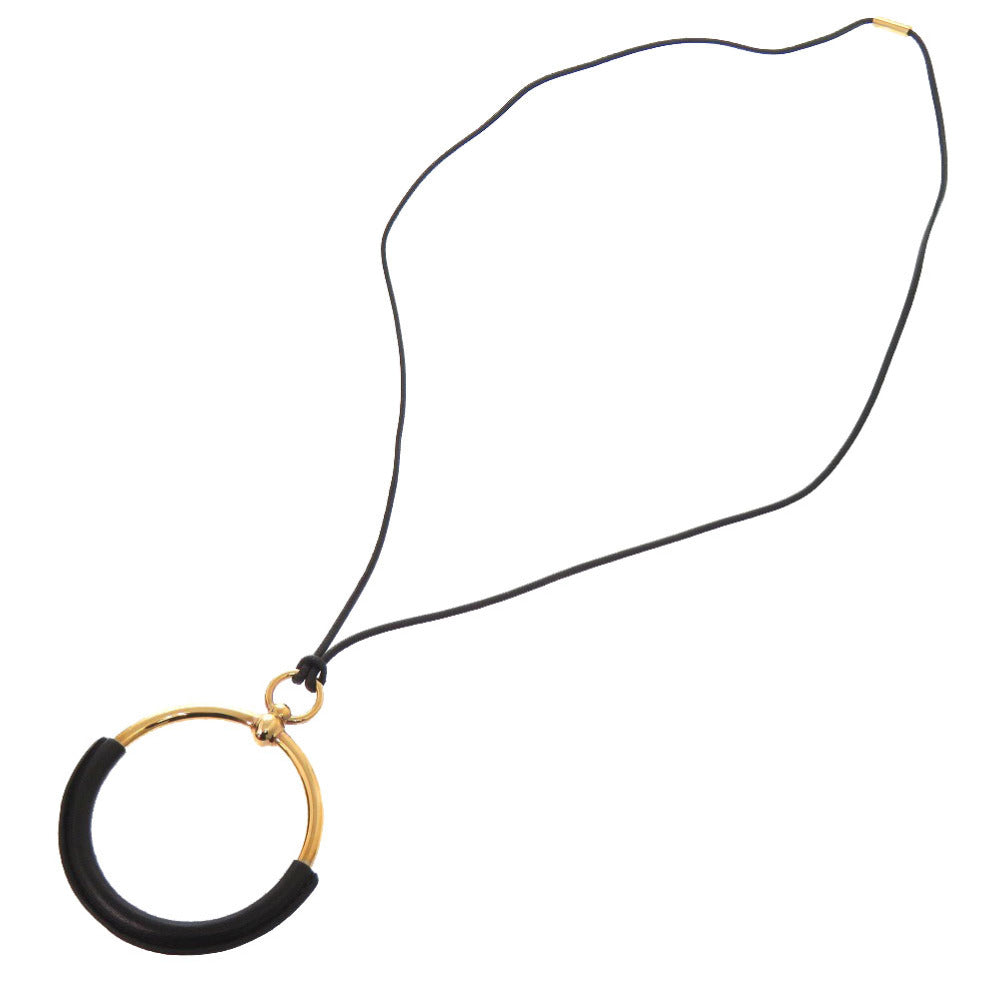 HERMES Necklace Vaux Swift black Loop Gran Pendant Della Cavalleria