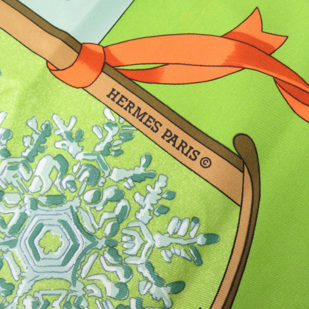 HERMES scarf silk green Carre90 Neige d' Antan Last year's snow Women Used