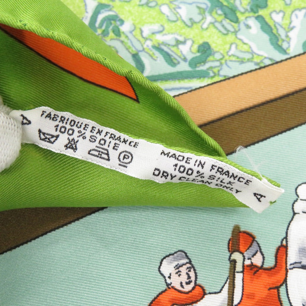 HERMES scarf silk green Carre90 Neige d' Antan Last year's snow Women Used