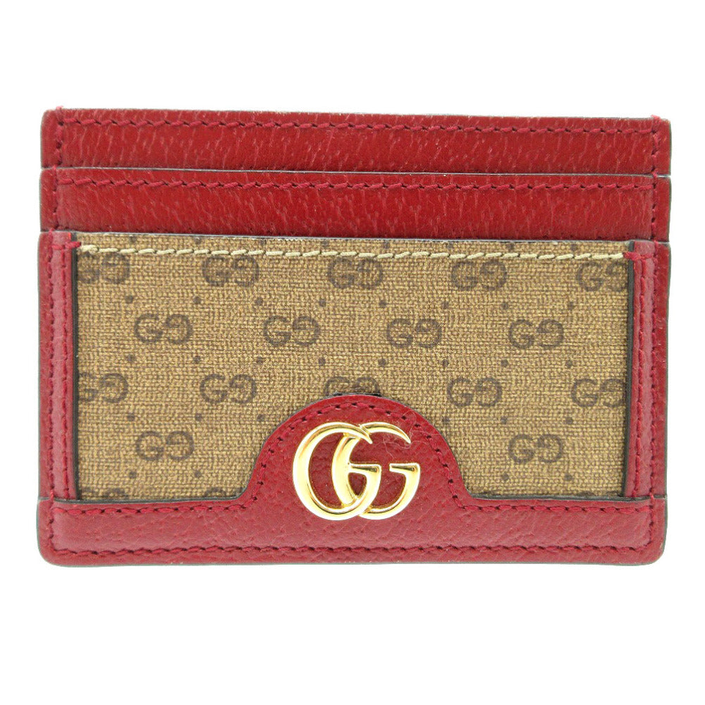 GUCCI Card Case 654539 GG canvas, leather Beige & Ebony Doraemon Mini GG Supreme Canvas Women Used