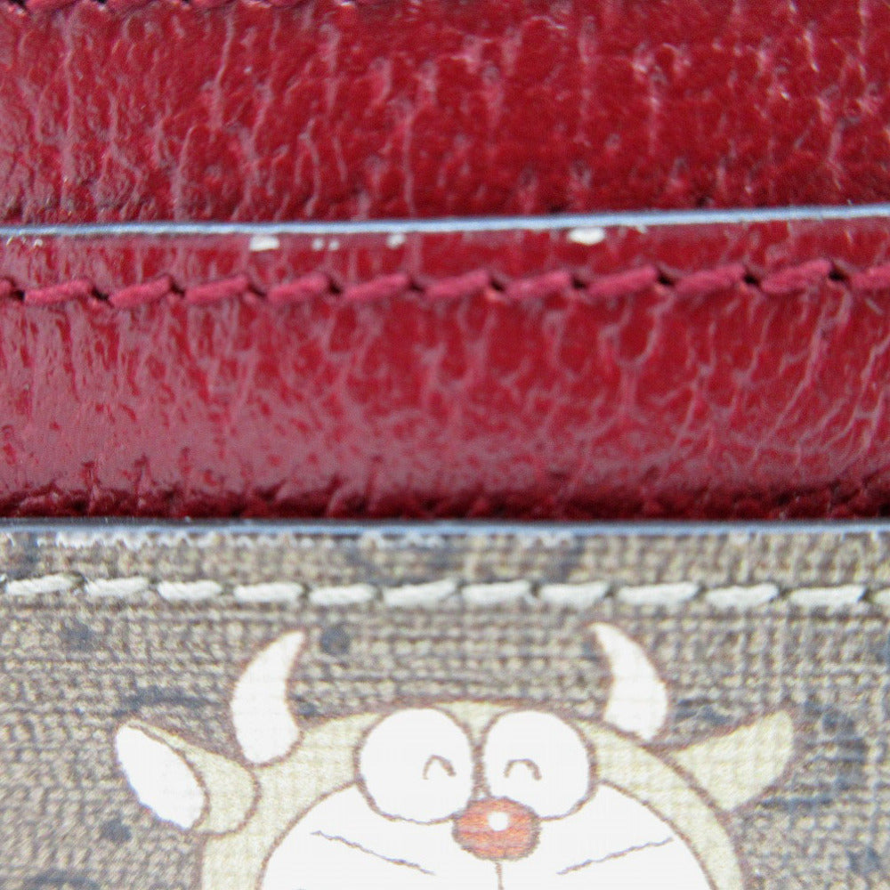 GUCCI Card Case 654539 GG canvas, leather Beige & Ebony Doraemon Mini GG Supreme Canvas Women Used