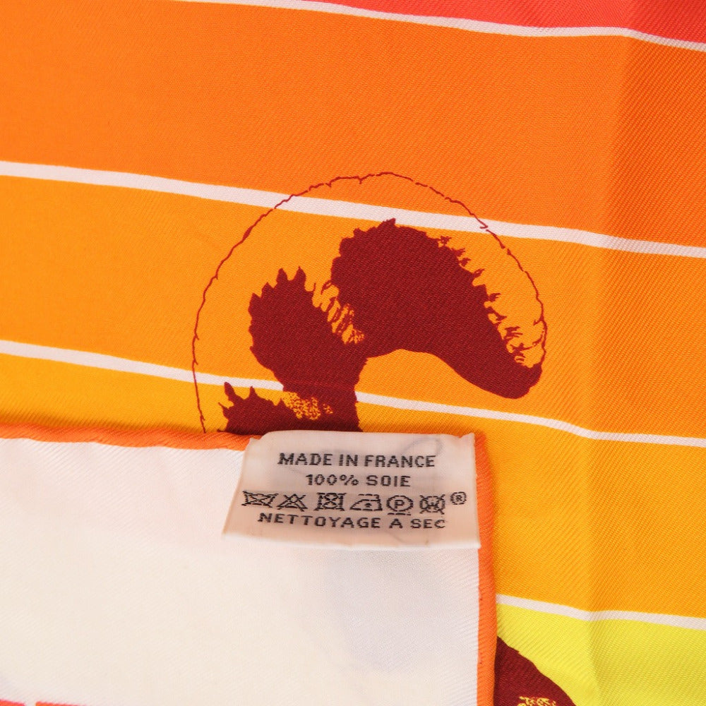 HERMES scarf H003369S 08 silk Orange Carre90 JUNGLE LOVE RAINBOW Jungle Love
