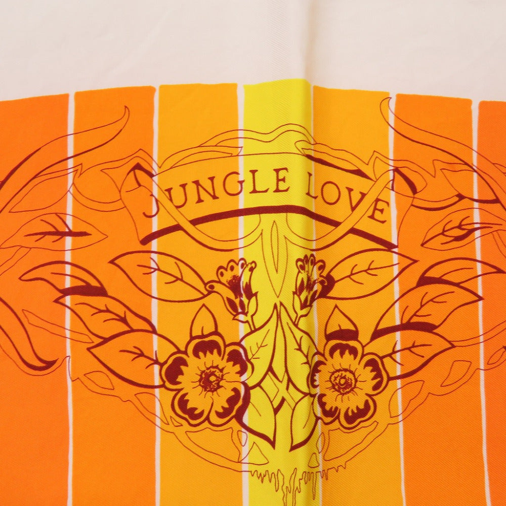 HERMES scarf H003369S 08 silk Orange Carre90 JUNGLE LOVE RAINBOW Jungle Love