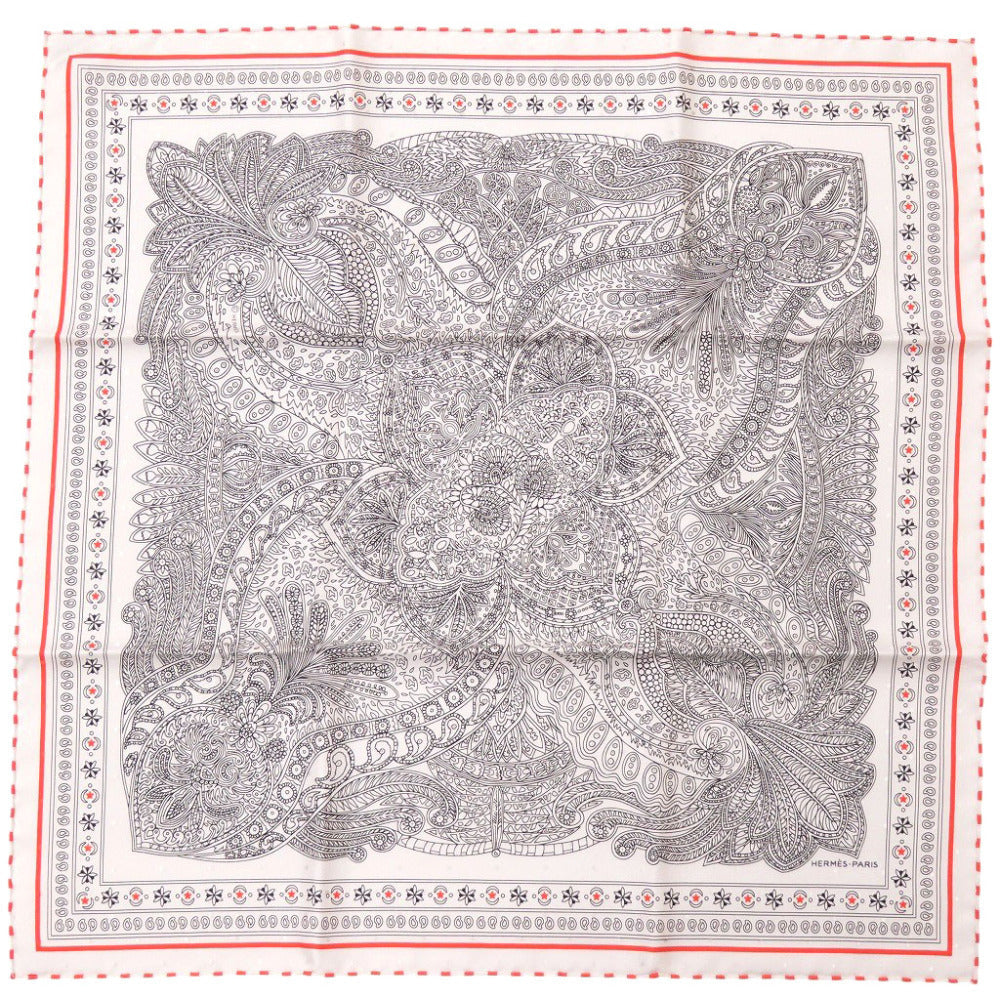 HERMES scarf silk white Carre55 Le Jardin de la Maharani Maharani's Garden