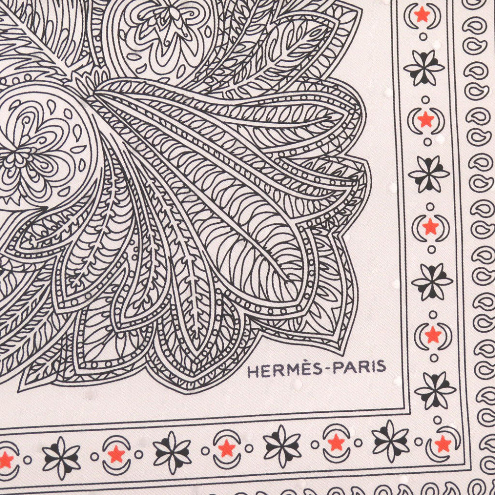 HERMES scarf silk white Carre55 Le Jardin de la Maharani Maharani's Garden