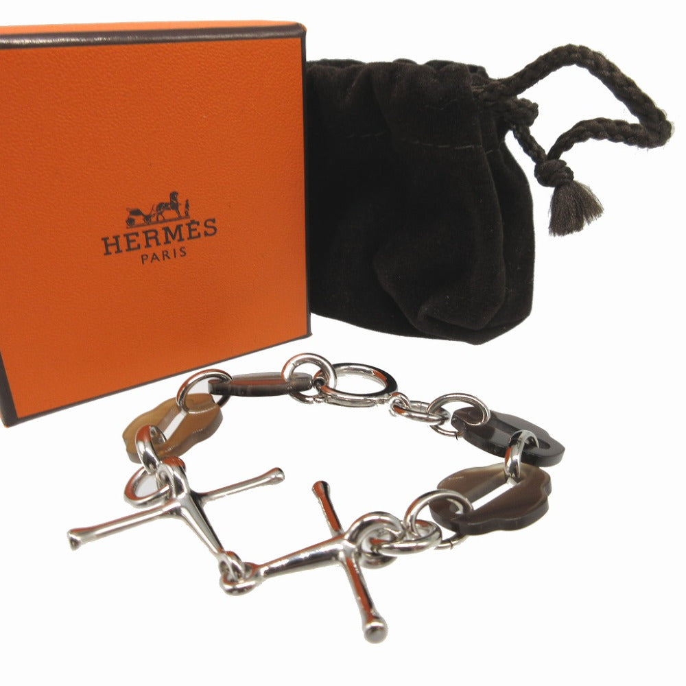 HERMES bracelet Silver925, Buffalo Horn Brown Muskton