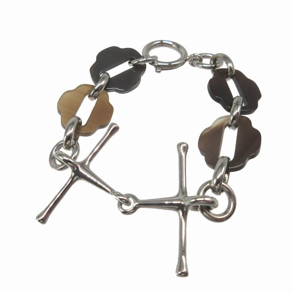 HERMES bracelet Silver925, Buffalo Horn Brown Muskton