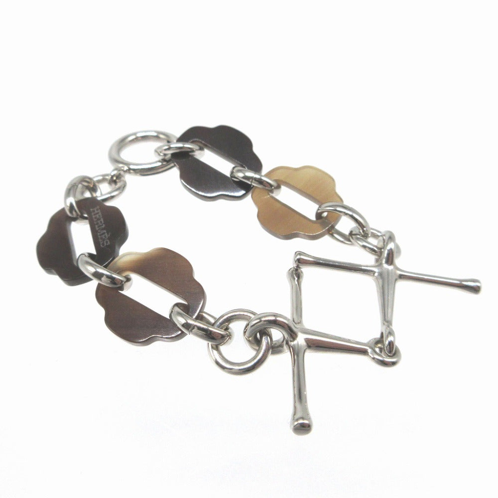 HERMES bracelet Silver925, Buffalo Horn Brown Muskton