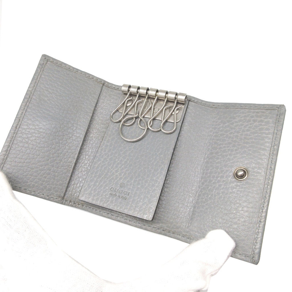GUCCI Key case Key holder  456118 leather gray GG Marmont