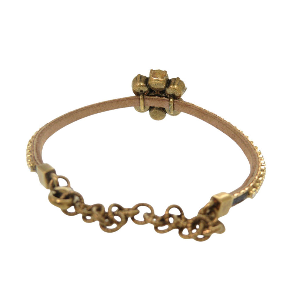 GUCCI bracelet 651557 I5671 8061 Metal, Leather gold Crystal Double G Bracelet