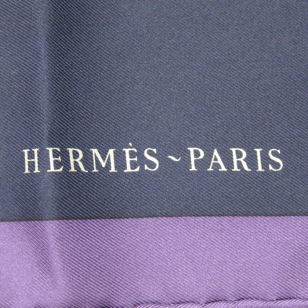 HERMES scarf silk multicolor Floral Horse Twill Scarf Carre45 Flower Horse Gavroche Robe Legere Detail Women Used