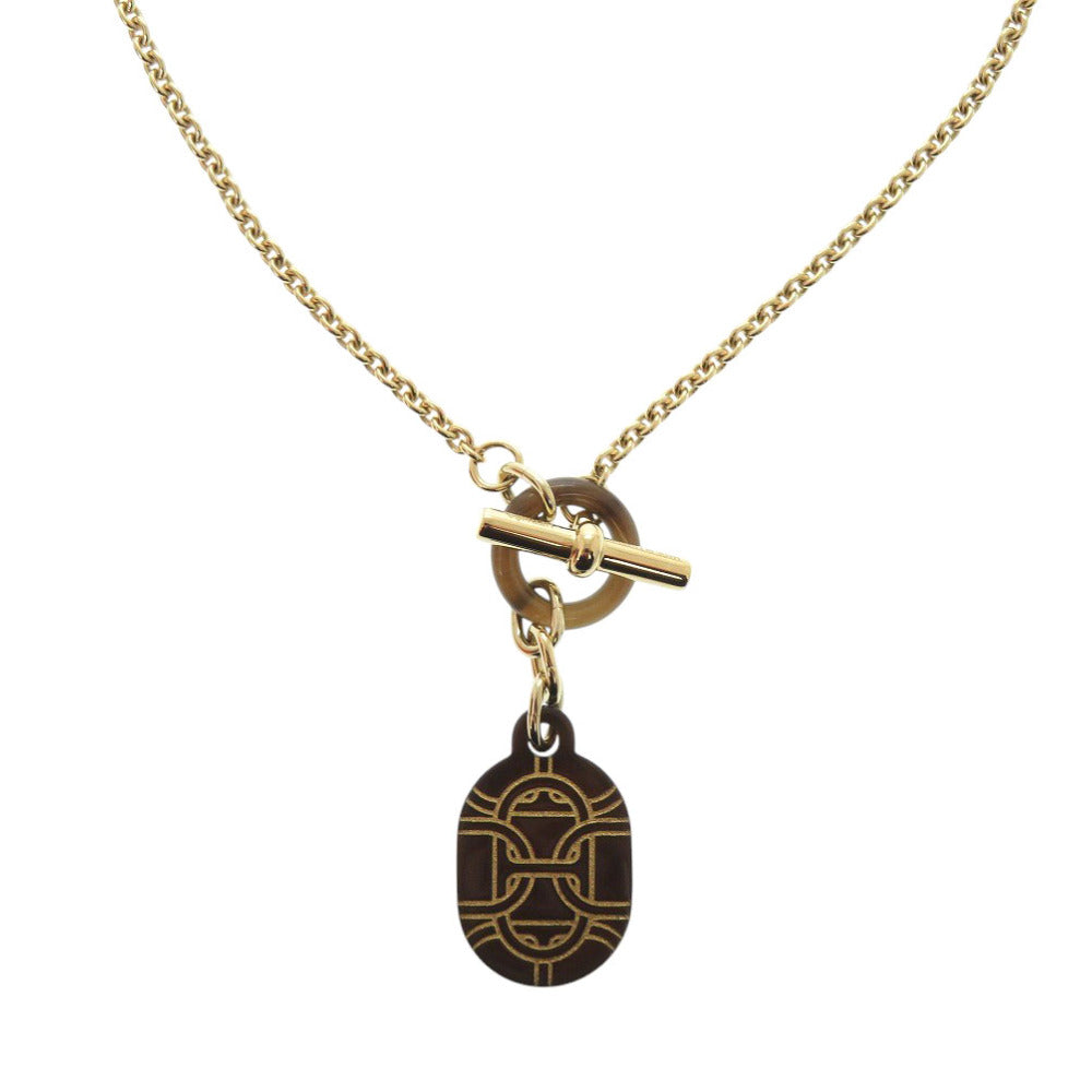 HERMES Necklace Buffalo horn gold Chene Dunkle