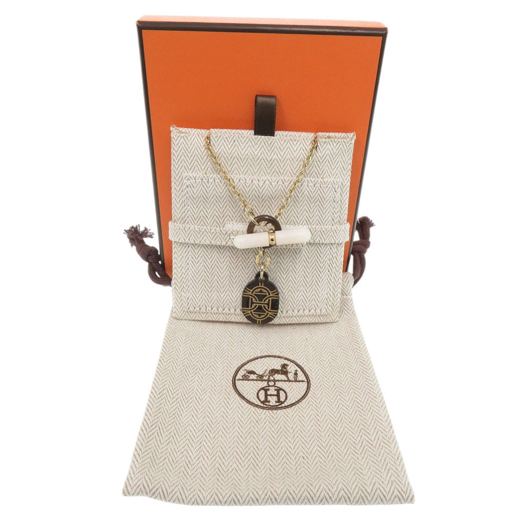 HERMES Necklace Buffalo horn gold Chene Dunkle