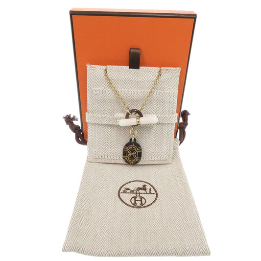 HERMES Necklace Buffalo horn gold Chene Dunkle